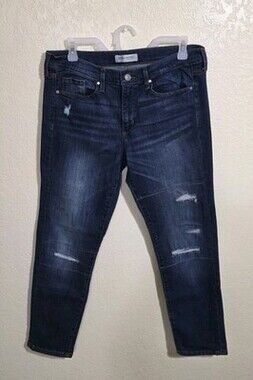 Banana Republic Denim Skinny Ankle Jeans Blue Distressed 5-Pocket Denim Women's